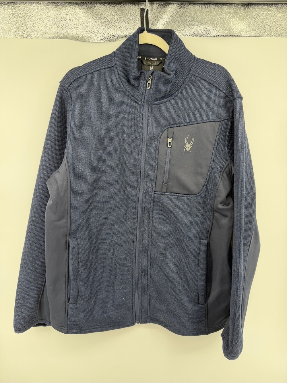 Spyder Full Zip Fleece Jacket Navy‎ Blue Knit Gorpcore Ski Outdoor SzL